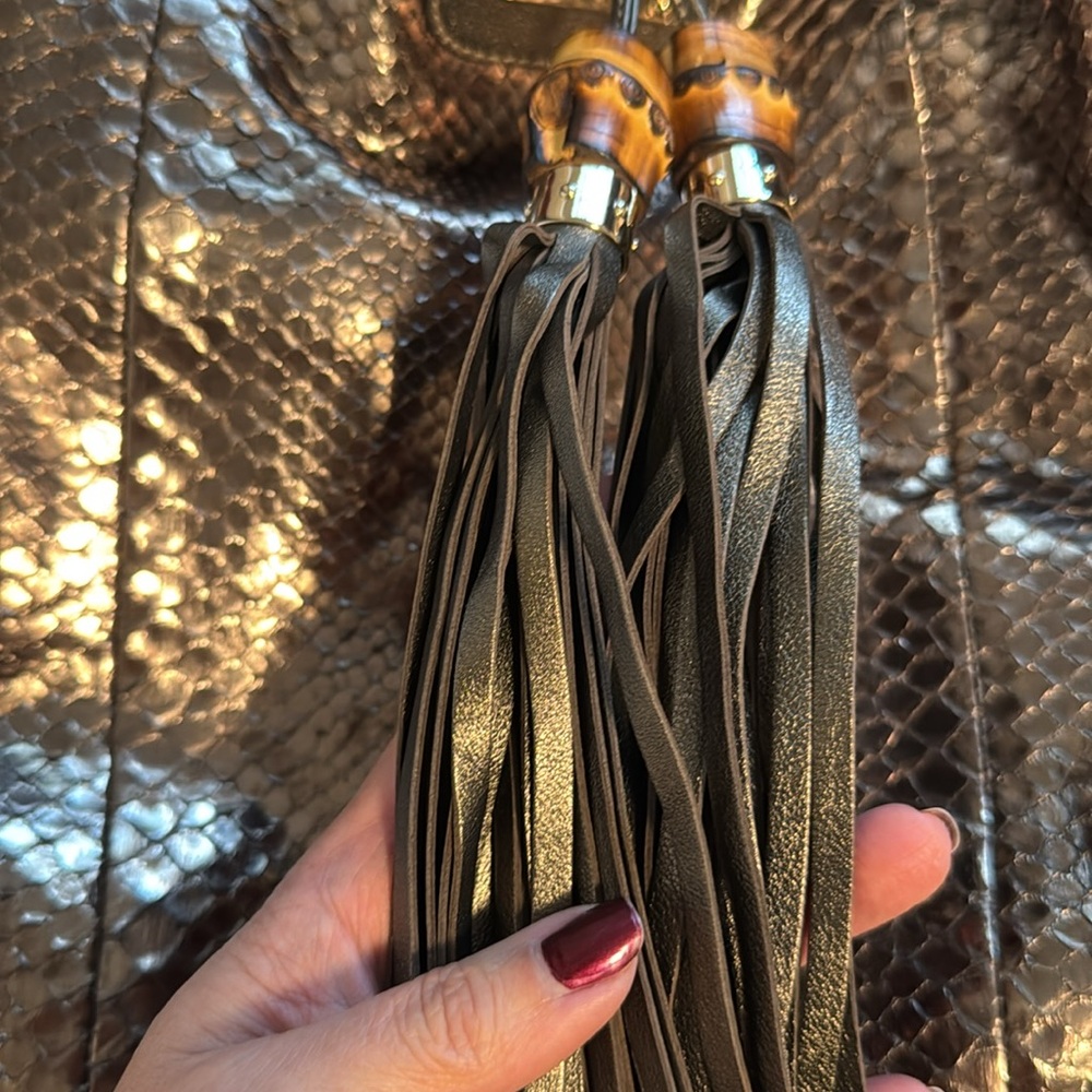 Gucci Large Metallic Python Indytop Hobo Shoulder… - image 4